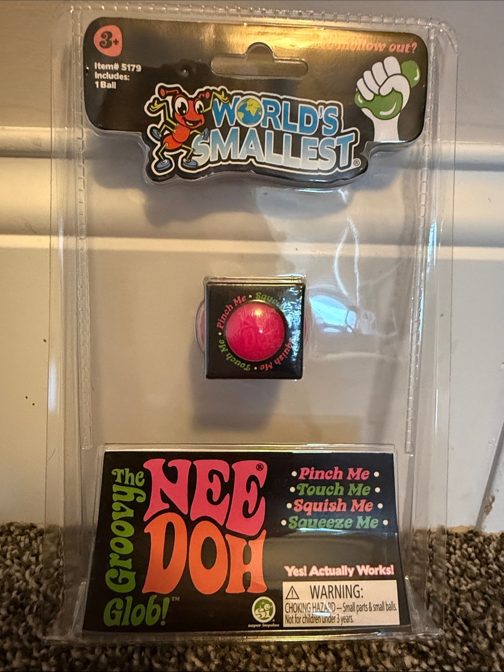 World's Smallest Groovy Nee Doh Glob - Pink Stress Ball Toy
